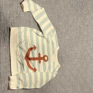 Kids Striped Anchor Sweatshirt - Blue and White